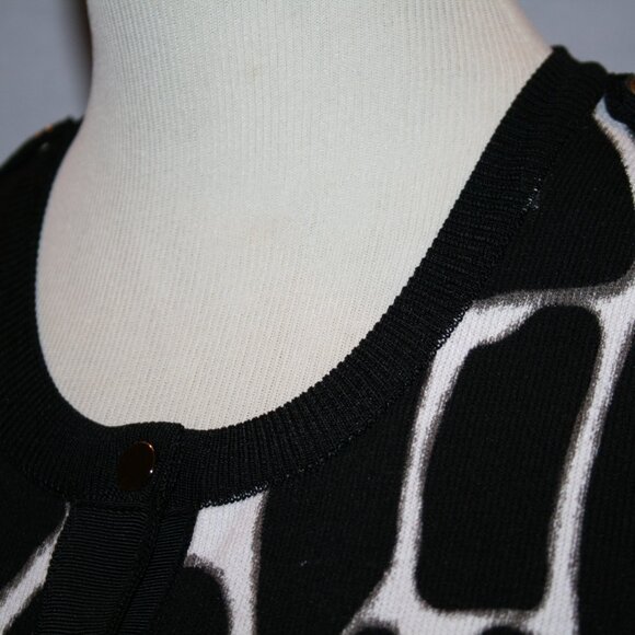 ETCETERA Black & White Nylon Knit Snap Front Sweater Small - Picture 5 of 13